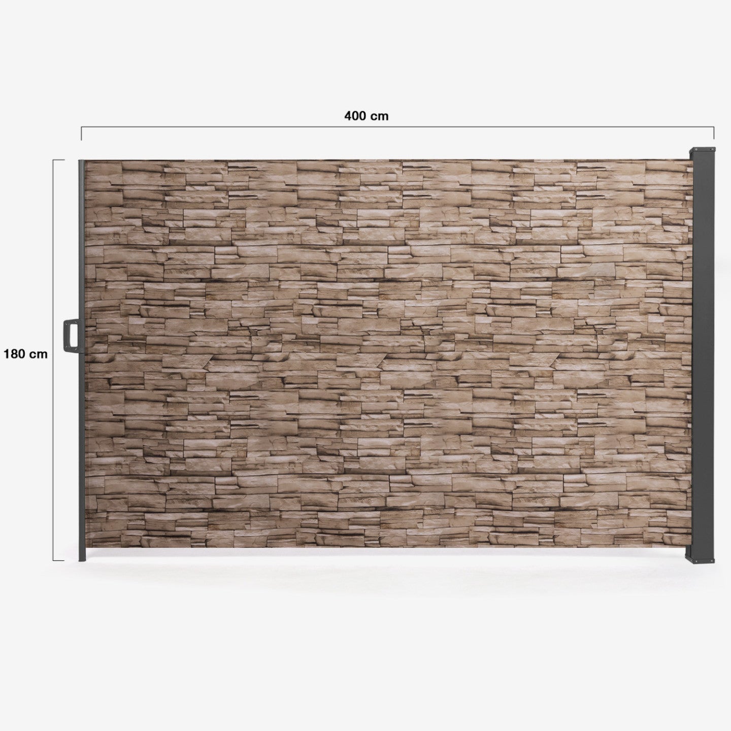 Paravent extérieur rétractable 180 x 400 cm motif pierre store latéral - 3
