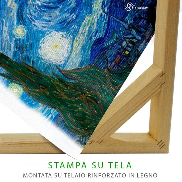 Vincent Van Gogh- Nuit Étoilée - Tableau Toile Sur Cadre Bois 50x70 cm - 2