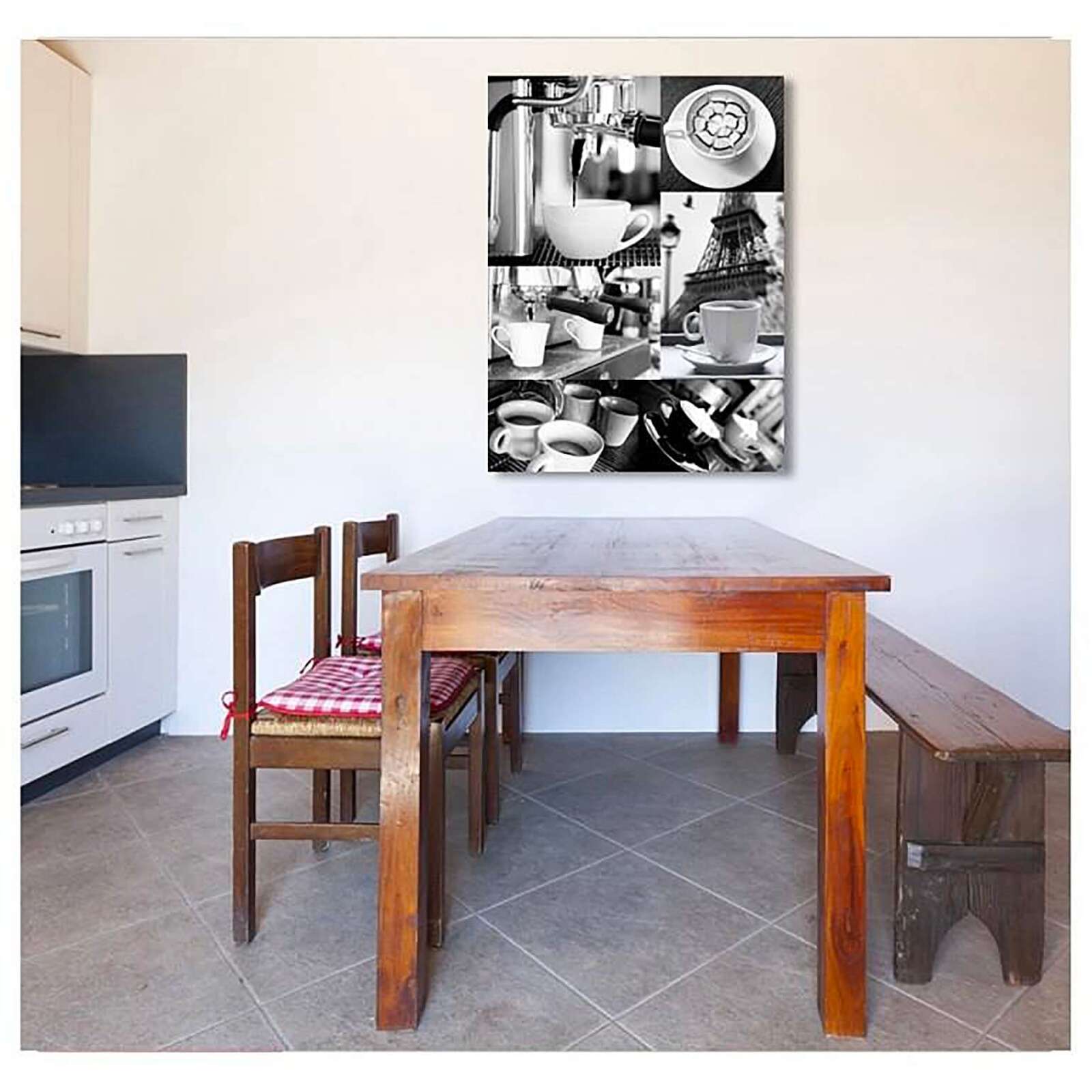 Tableau bois café noir et blanc - 50 x 70 cm - 3