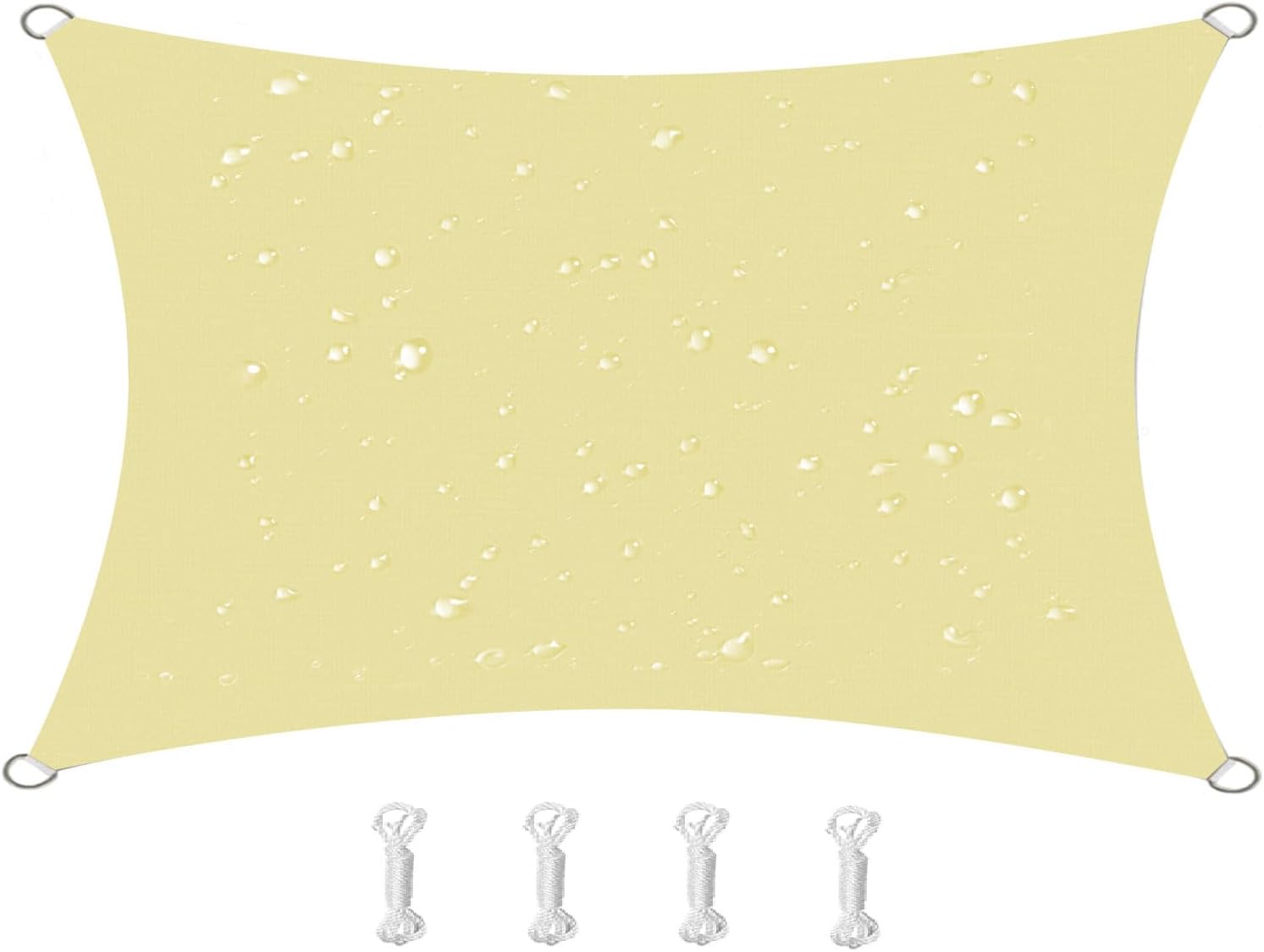 Żagiel przeciwsłoneczny prostokątny, wodoodporny, wiatroszczelny, odporny na promieniowanie UV, odpowiedni na patio, do ogrodu, na taras, 2x4m, beżow