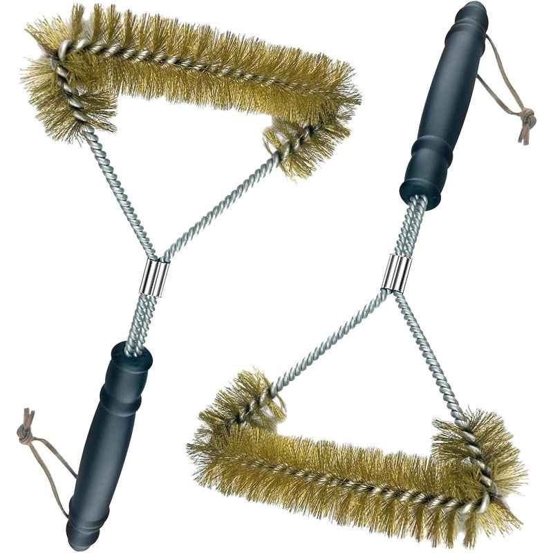 Szczotka do grilla, 12 cali / 30,5 cm, akcesorium do grilla z mosiężnym włosiem, zapobiegająca oparzeniom, bezpieczna, czyści szybko i skutecznie