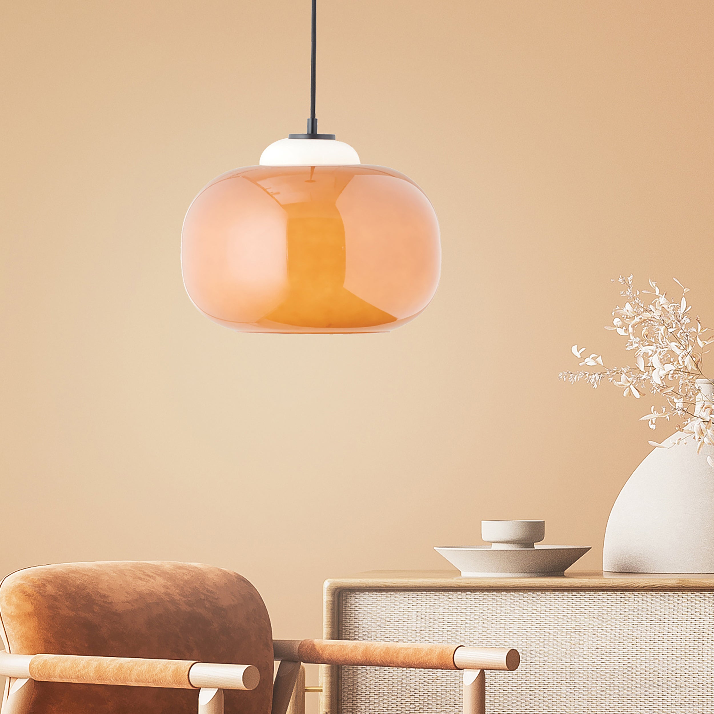 Brilliant Suspension Blop 30cm pomarańczowy szkło/metal 1x A60, E27, 60 W, pasuje do zwykłej żarówki (brak w zestawie) - 7