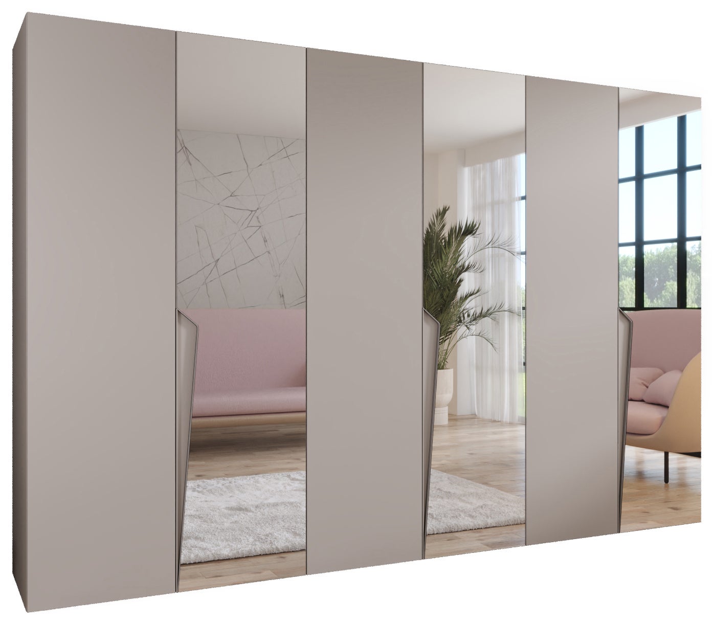 Szafa uchylna otwierana Piano 2 300 (100x3) x 52 x 202 cm kaszmir + u. Kaszmir Abiks Meble
