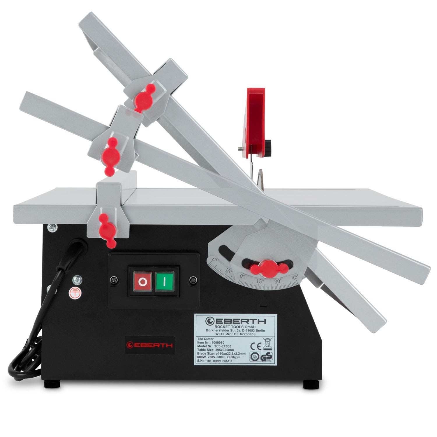 EBERTH Coupe-Carreaux Électrique 600W, Scie à Carrelage avec disque diamant 180mm, inclinaison de la table jusqu'à 45 degrés - 3