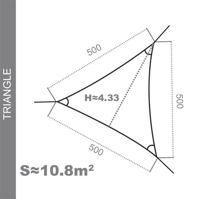 Voile d'ombrage 5 x 5 x 5 m imperméable 220g/m² Haute densité - Tissu déperlant - Gris ardoise - 4