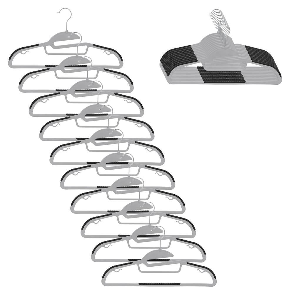 Set 20 umerase antiderapante pe carlig metalic rotativ 41 cm, design compact, gri negru 20buc