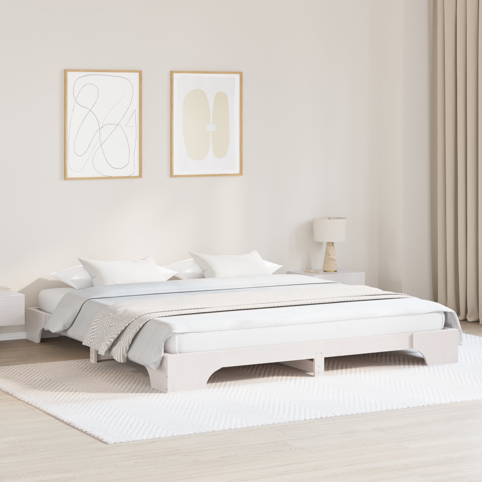 Ramka łóżka Biały 180 x 200 cm Lite drewno sosnowe vidaXL