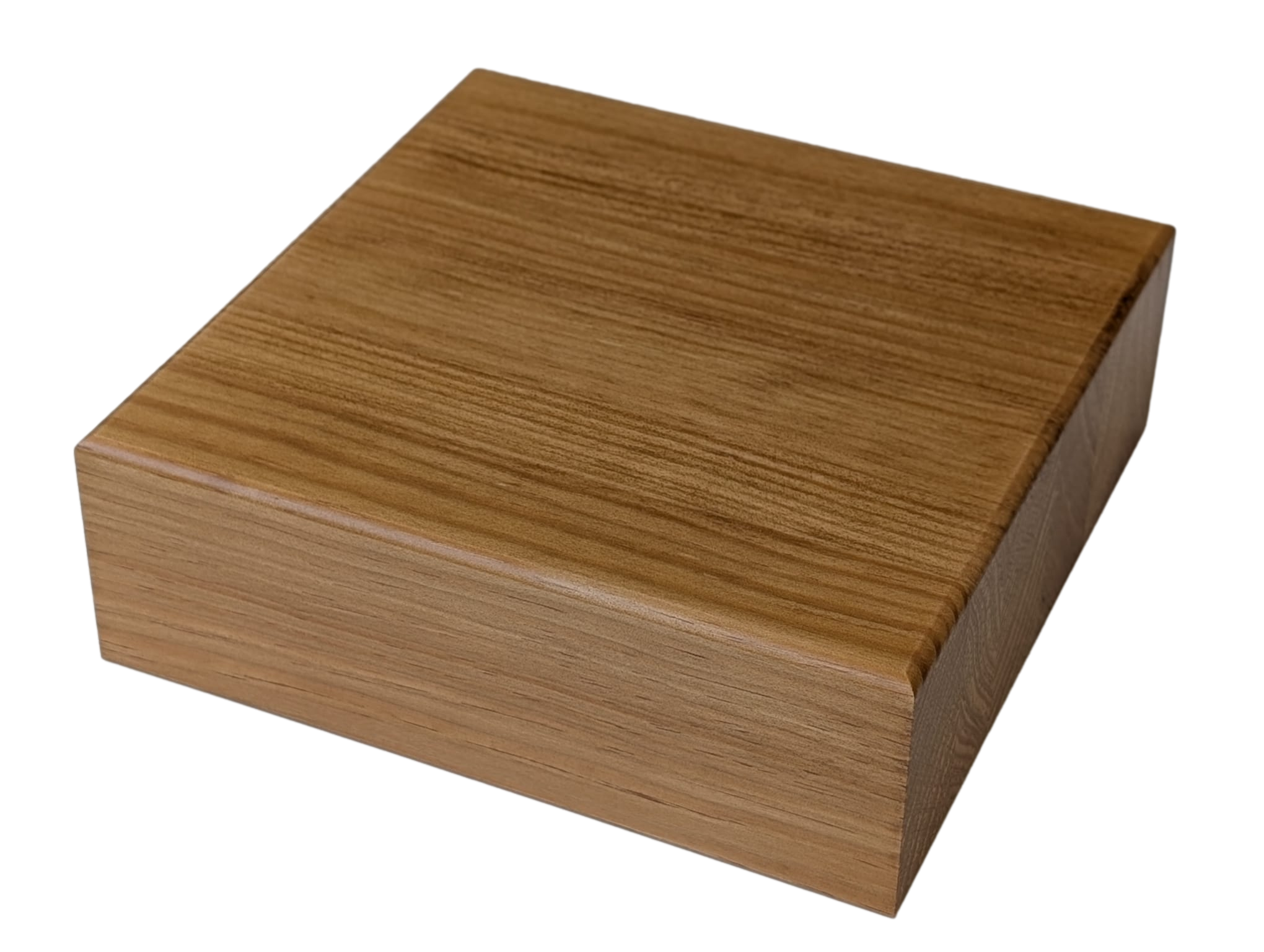 Peanas madera altas. medidas (ancho/fondo/alto): 20*20* 6.5 cms. madera maciza. cantos rectos. acabado roble claro mate.