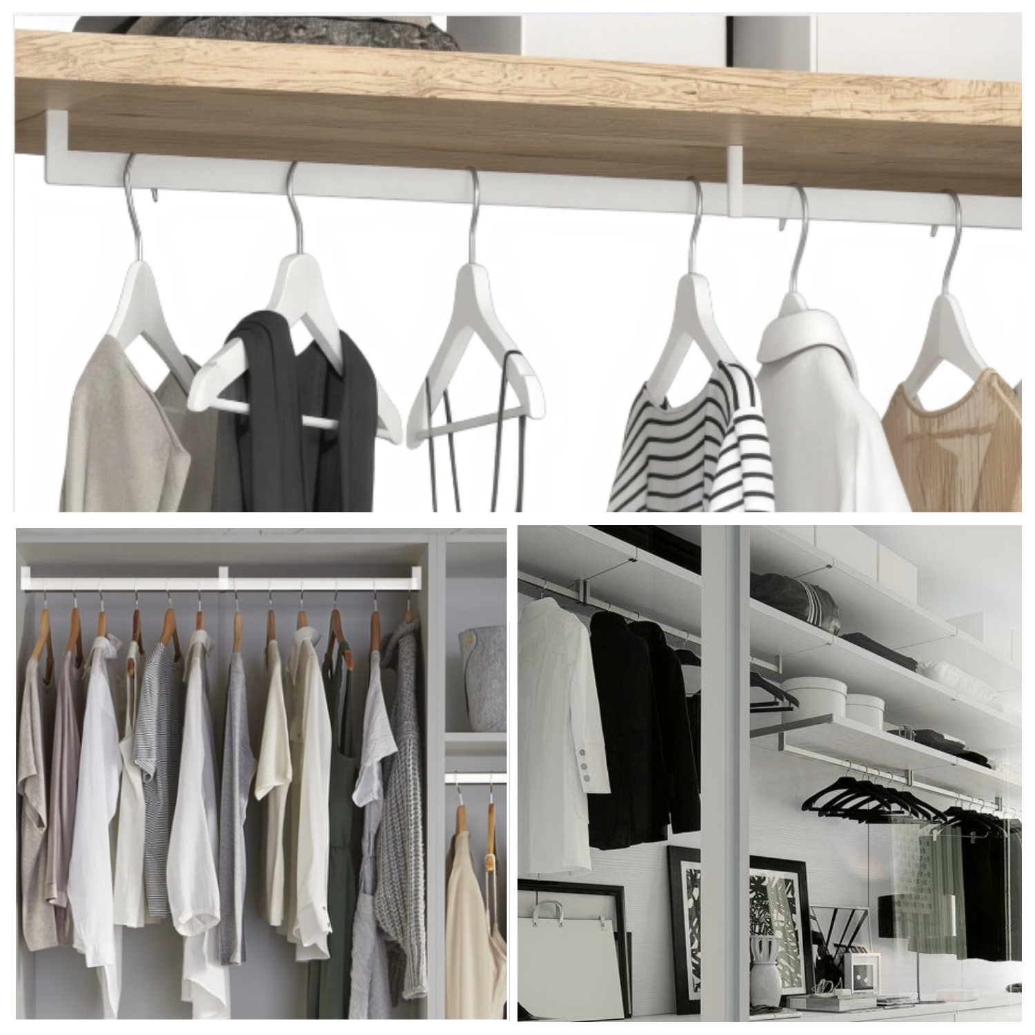 Tubo Appendiabiti Bianco per Armadio Rettangolare 1950mm con Reggitubi, Design Moderno ed Elegante, Alta Resistenza di Carico - 7