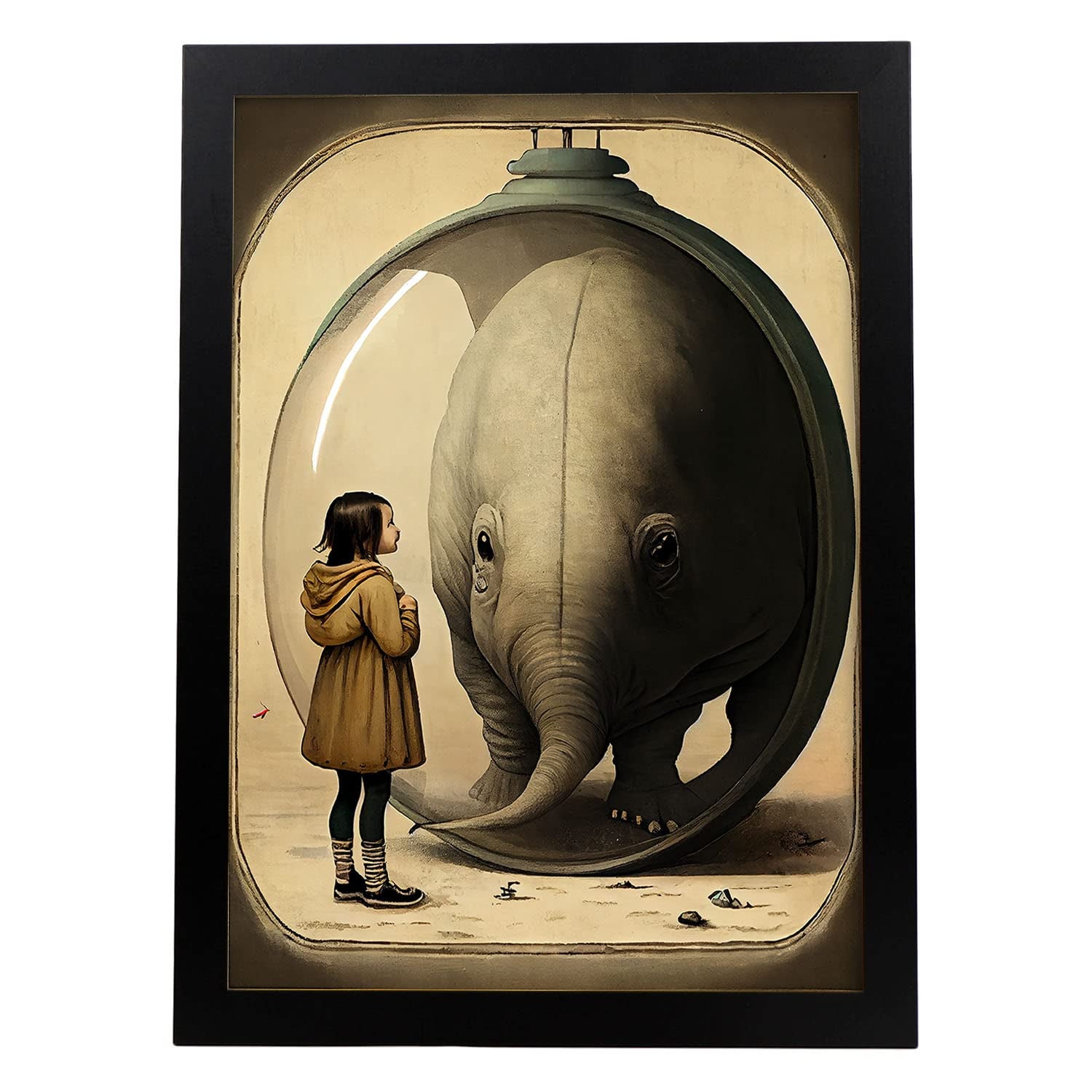 Nacnic poster zoo del futuro en estilo surrealismo cinematográfico ilustraciones y grabados de historieta abstracta y artística para a3 marco negro