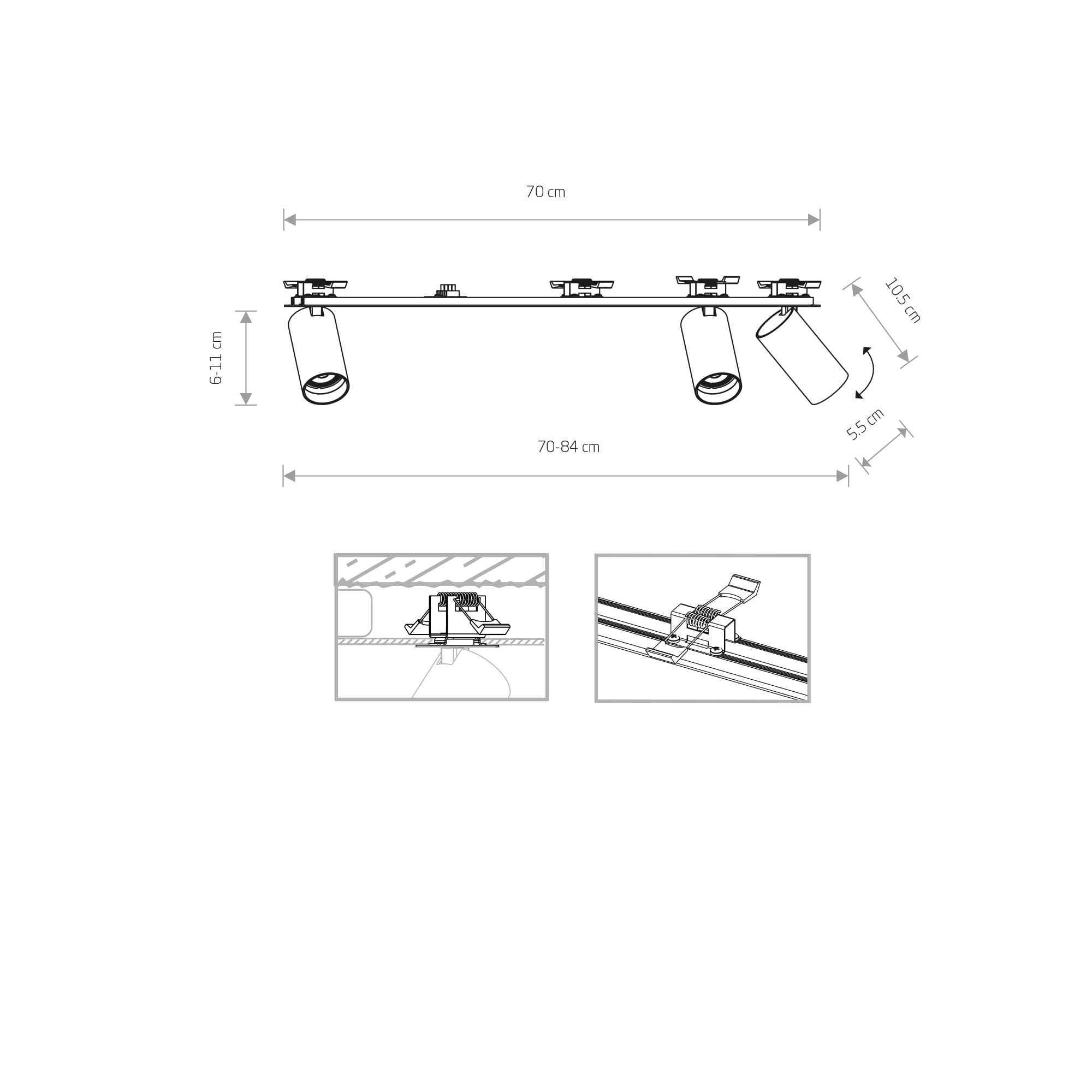 Oprawa sufitowa wpuszczana podtynkowa Mono Surface mosiądz i czarny 3xGU10x10W listwa ruchoma IP20 wym: 11 x 20 x 84 cm metal Nowodvorski Lighting - 2