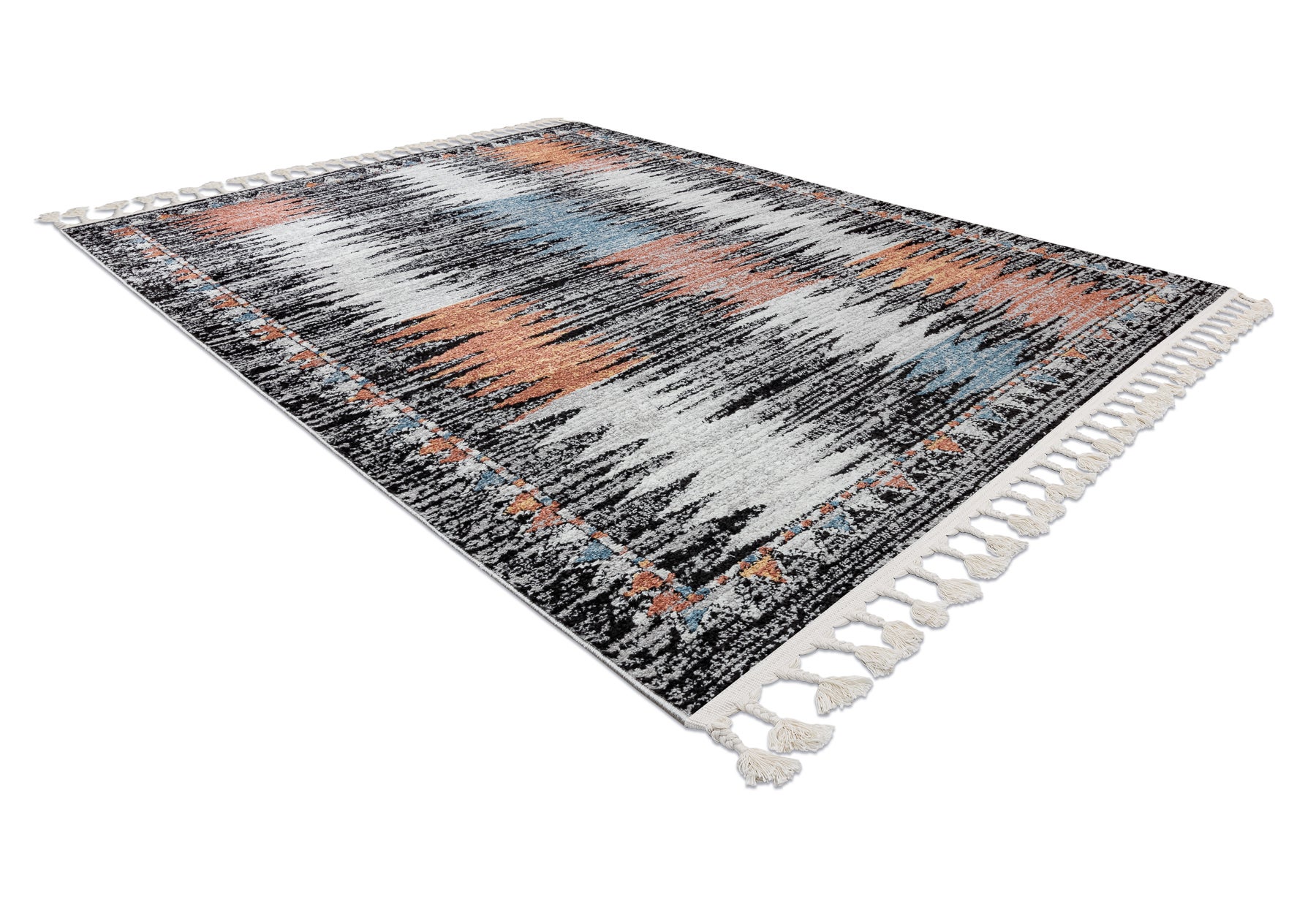 Dywan nowoczesny BELLE BR23A czarny / róż Frędzle 80x150 cm - 4