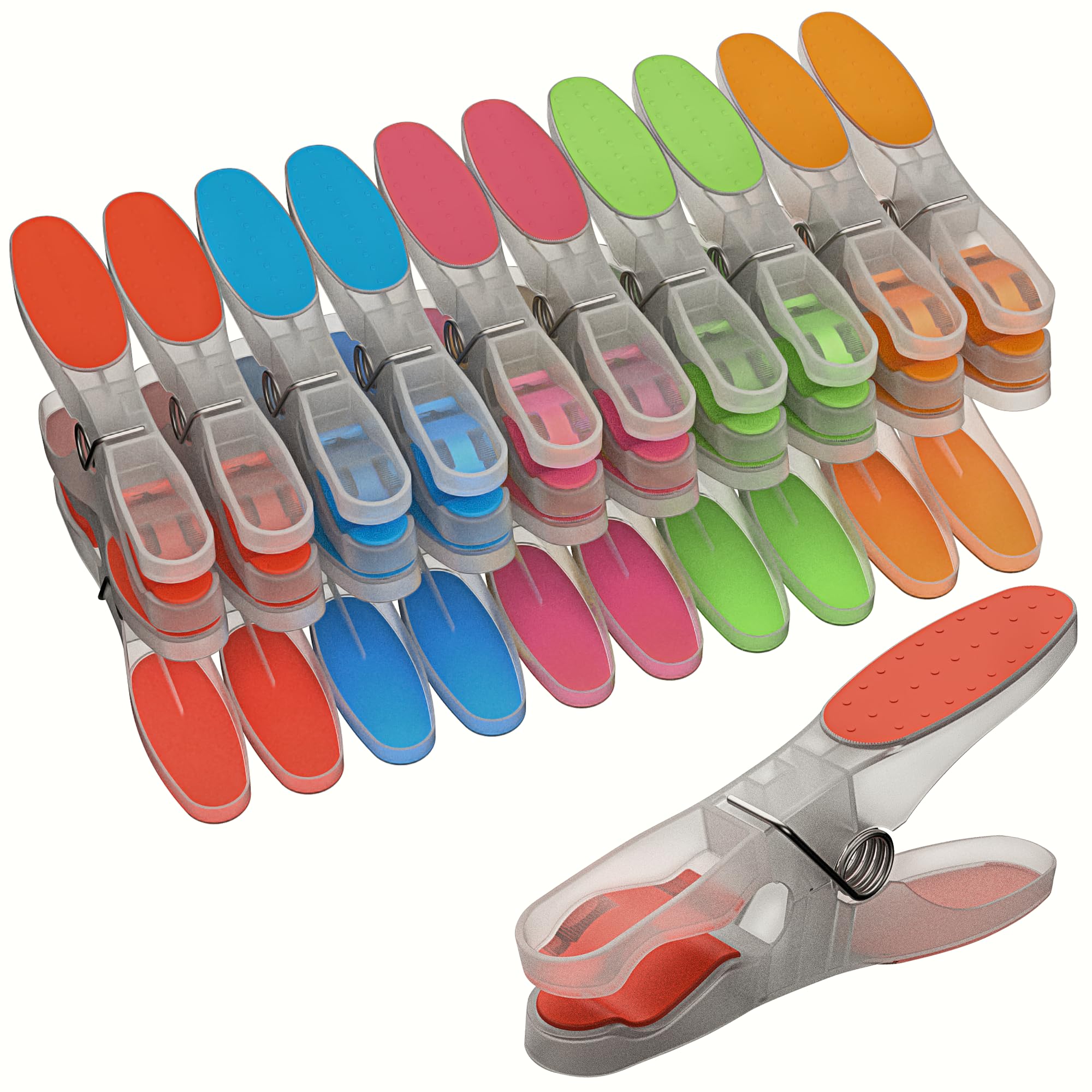 Reva Mollette Per Stendibiancheria Extra Forti - 24 Pezzi In Plastica Antiscivolo, Resistenti Ai Raggi UV, Design Verde