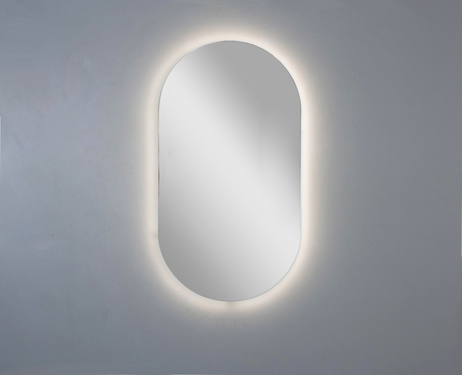 Specchio ovale 50x90 cm sagomato a filo lucido reversibile con retroilluminazione a led perimetrale - 2