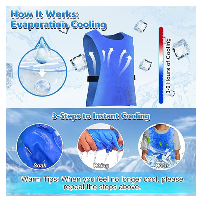 Gilet rafraîchissant unisexe adulte, gilet froid réutilisable activé par l'eau pour une utilisation intérieure et extérieure par temps chaud. - 4