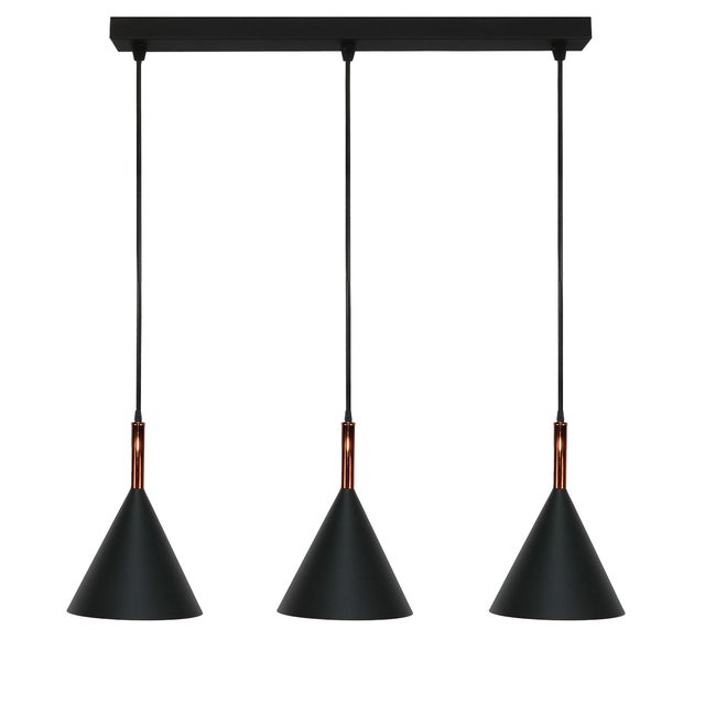 Lampa wisząca 3 punktowa czarna nowoczesna do jadalni SONIK BIG E27 Edylit