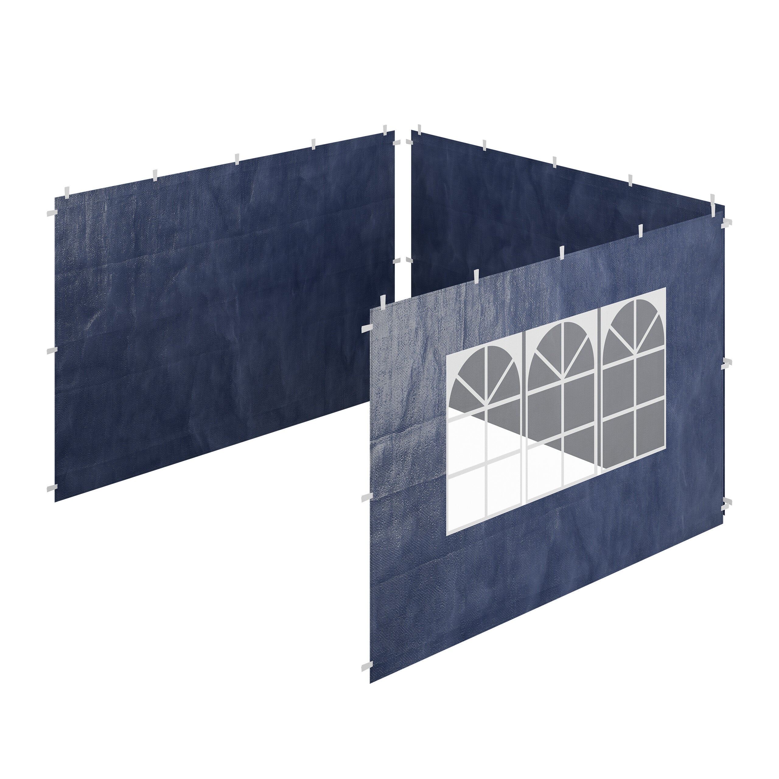 Lot De 2 Parois Latérales Pour Tonnelle/Pavillon - 2x3m Avec Fenêtre - Imperméable Gris - Relaxdays