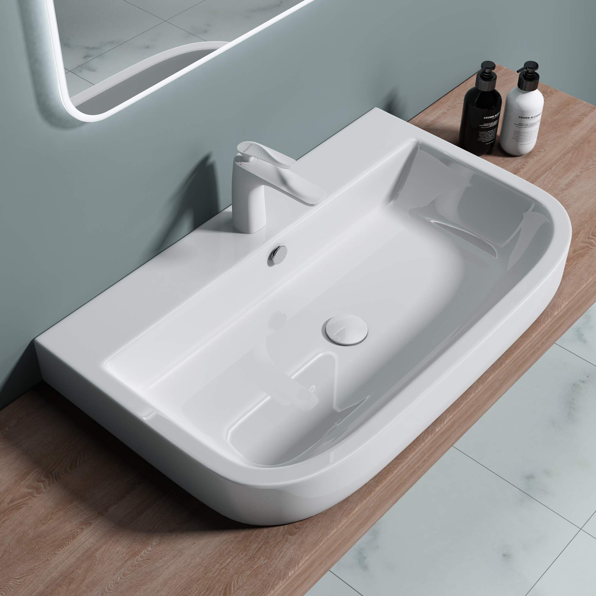 Évier En Porcelaine Caradon Bathrooms - Blanc - Forme Semi-rond - NEUF