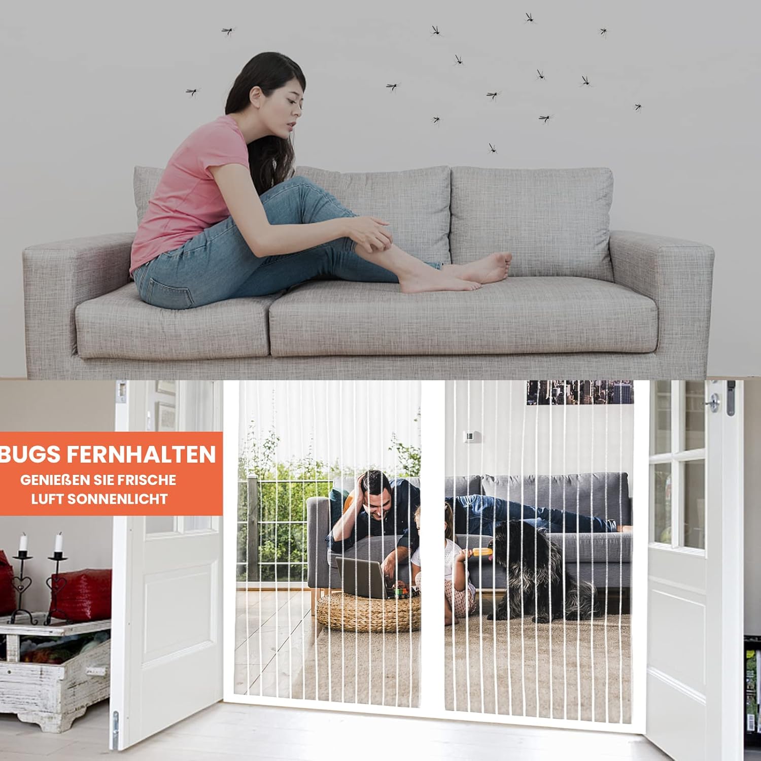 Moustiquaire de Porte Magnétique Rideau de Porte Antimoustique avec Fermeture Aimantée Sans Perçage pour Porte de Balcon, porte Cave 90*210cm - 3