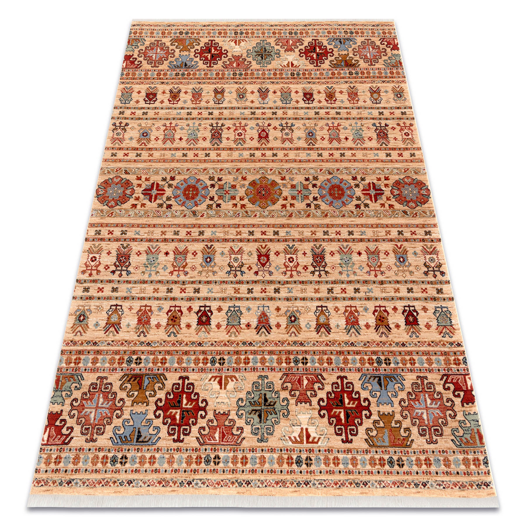 Dywan wełniany KESHAN Frędzle, orientalny 7684/53555 beż / terakota 200x290 cm