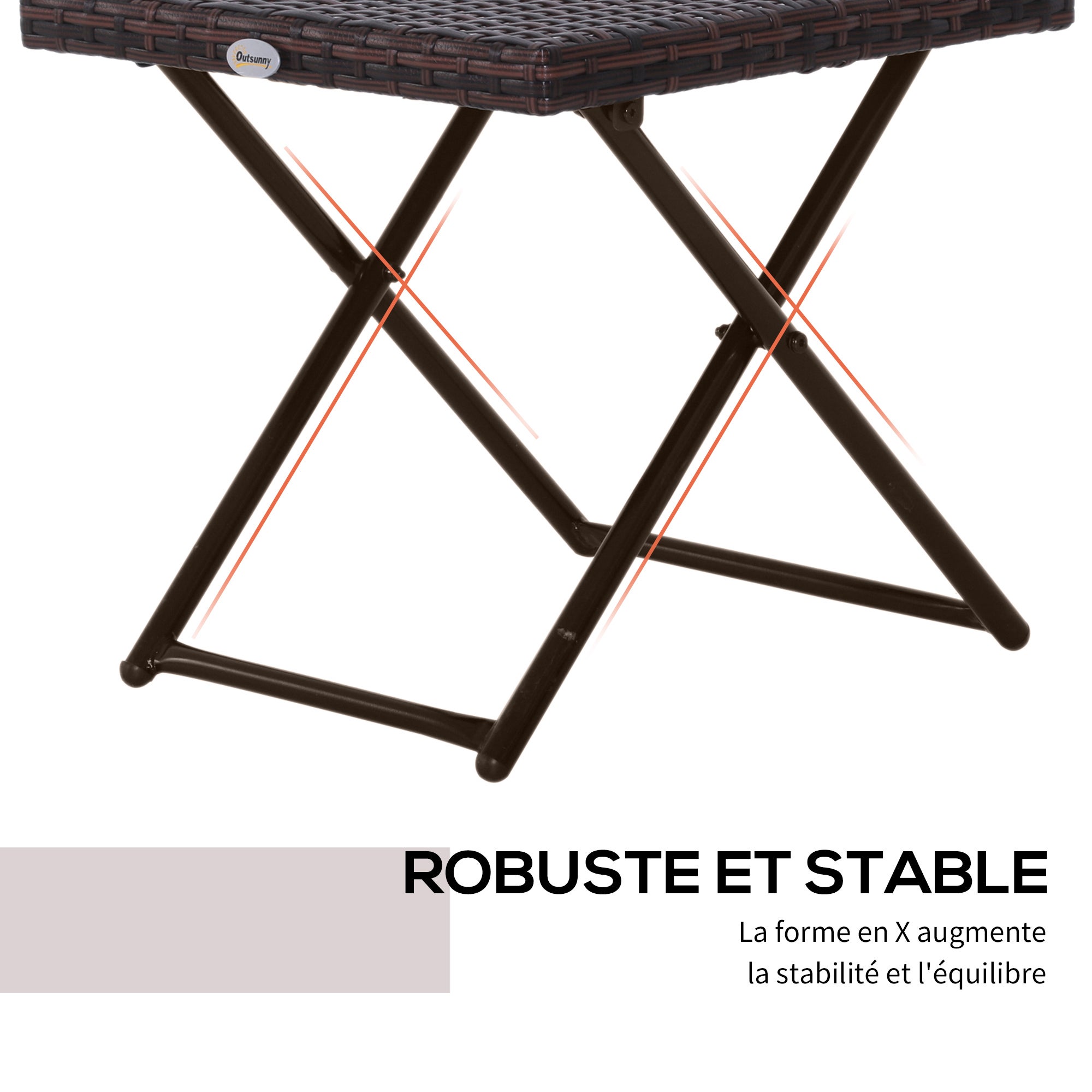 Table basse de jardin carré en Résine Marron - 6