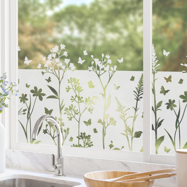 Pellicola per la privacy per finestre in vetro colorato, motivo floreale bianco, senza colla, statica, per casa, ufficio, negozi, 80 x 120 cm, 2 pezzi Pellicola per la privacy per finestre in vetro colorato, motivo floreale bianco, senza colla, statica, per casa, ufficio, negozi, 80 x 120 cm, 2 pezzi