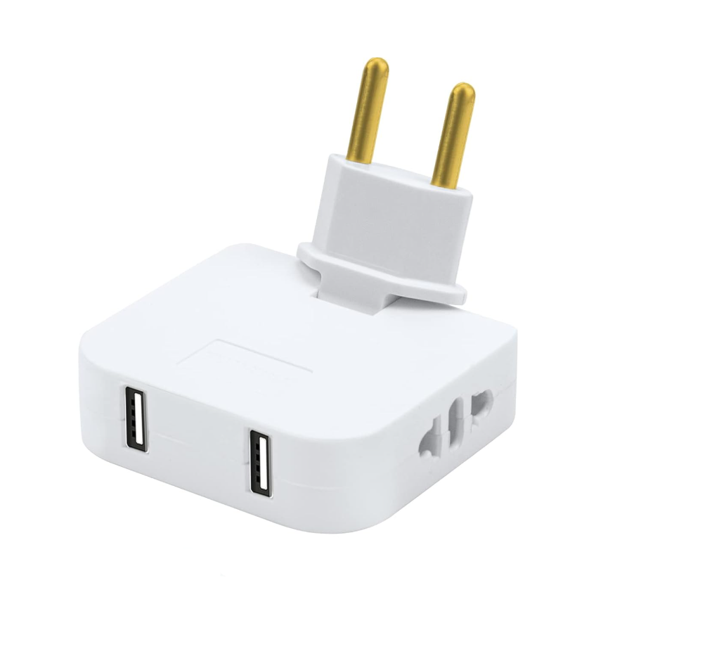 Prise Plate Derriere Meuble, avec 2 Prises de 220 V et 2 USB, Prise Plate avec Connexion Pivotante à 180, Adaptateur Européen et Américain