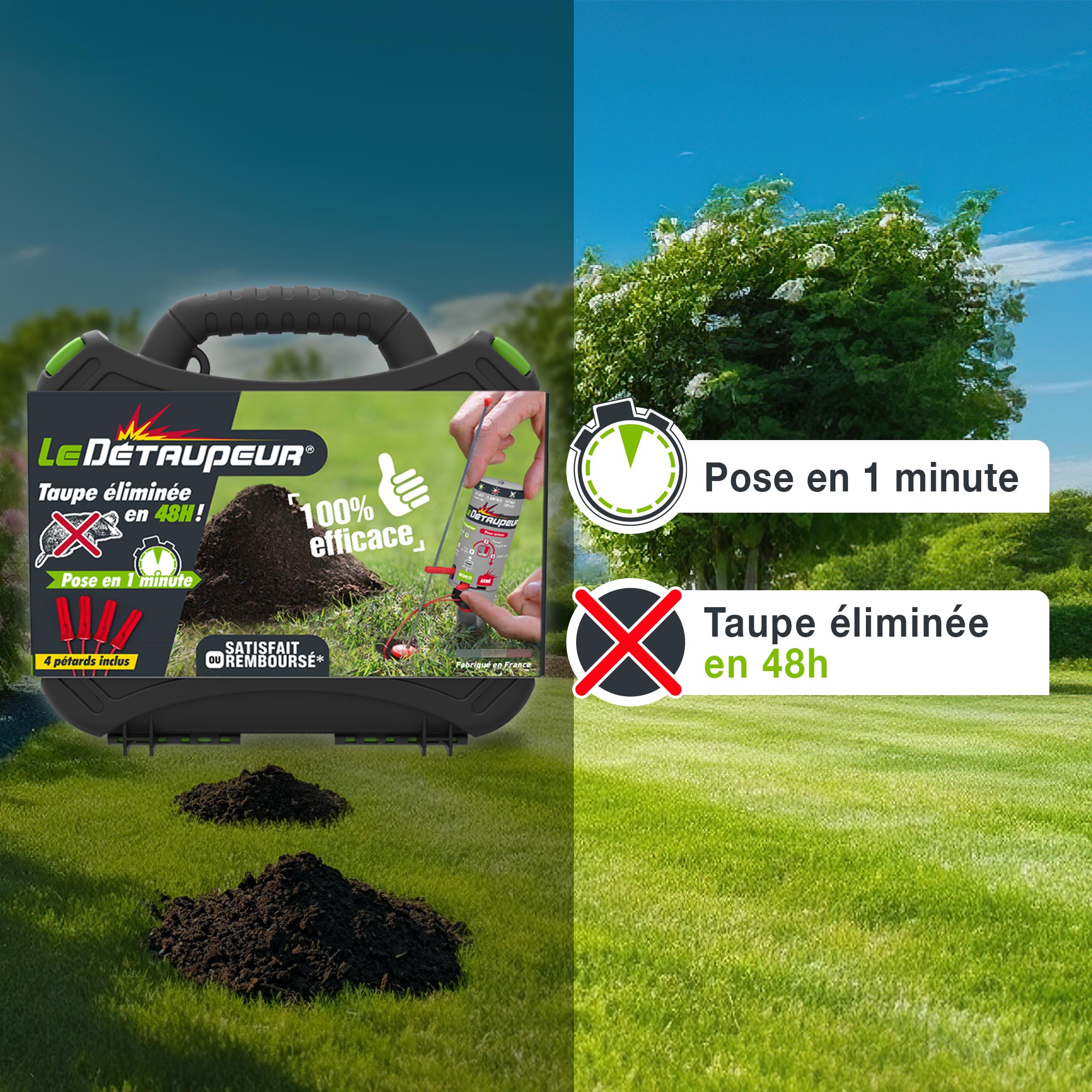 Kit Anti Taupes Complet Valisette + 4 Recharges & Pièges Campagnols - Piège Taupes Rats & Campagnols - Utilisable en toute Sécurité et Sous La Pluie - 3
