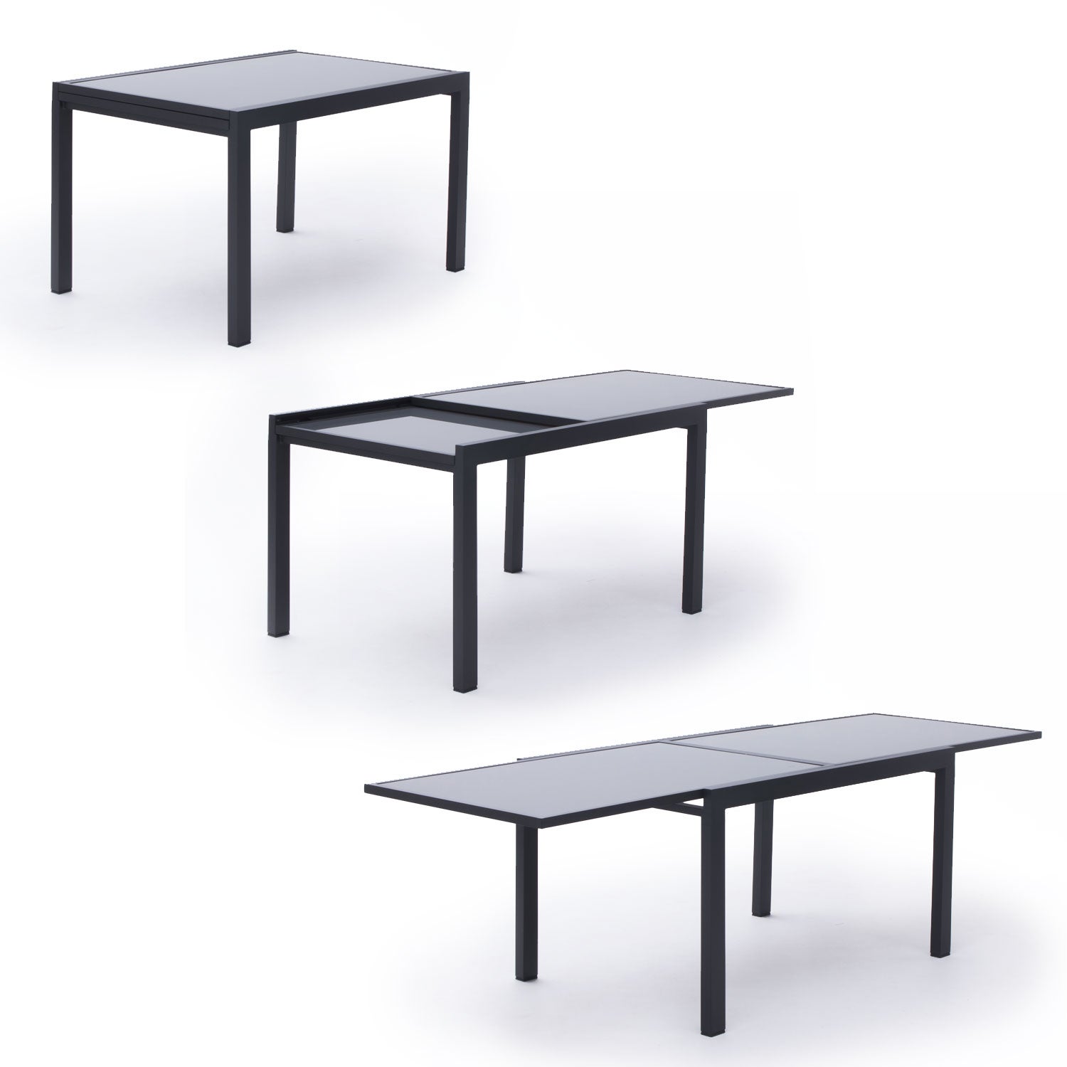 Salon de jardin extensible gris et anthracite 10 places LAMPEDUSA - 3
