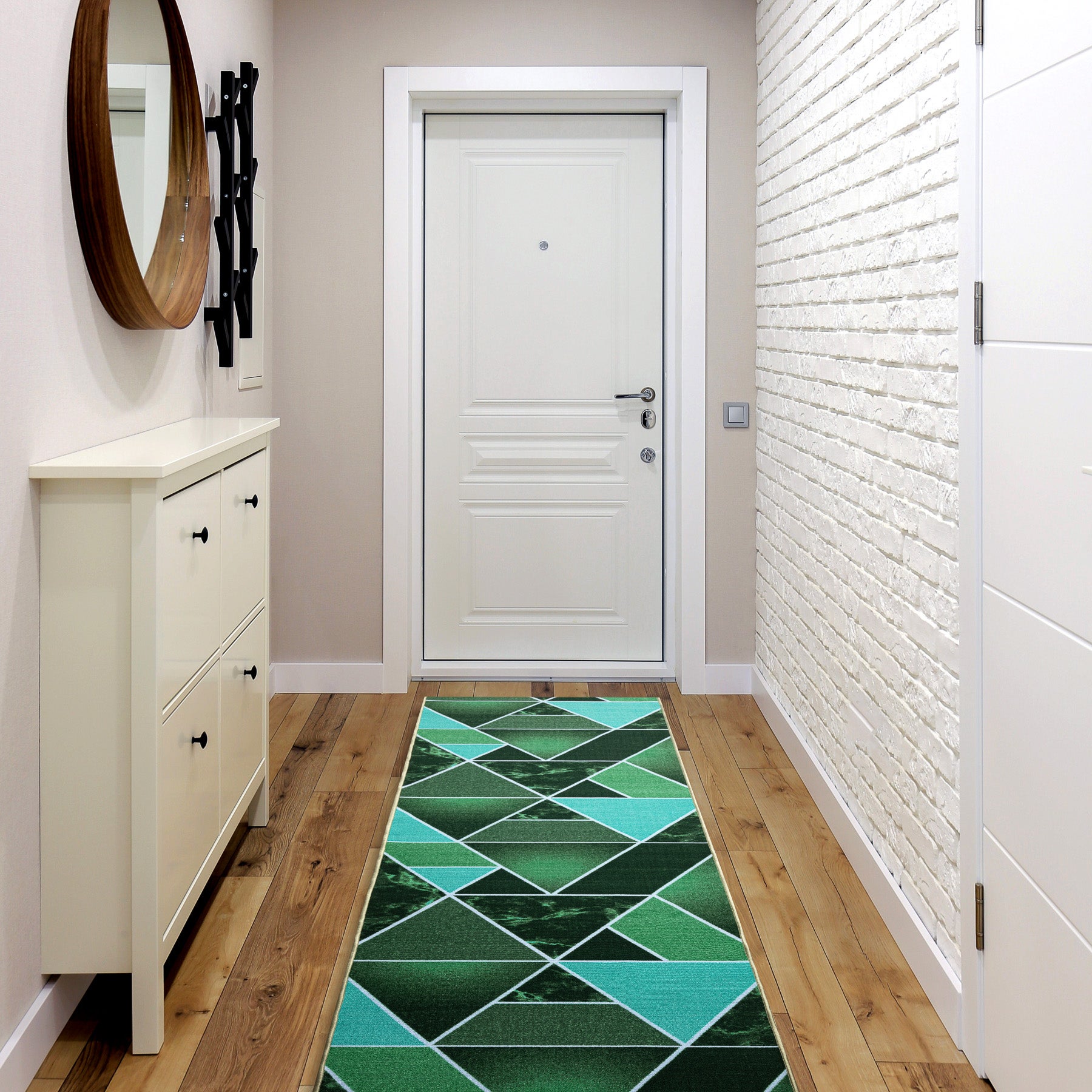 Passatoia antiscivolo TRÓJKĄTY triangoli, gomma verde 110cm 110x230 cm - 3