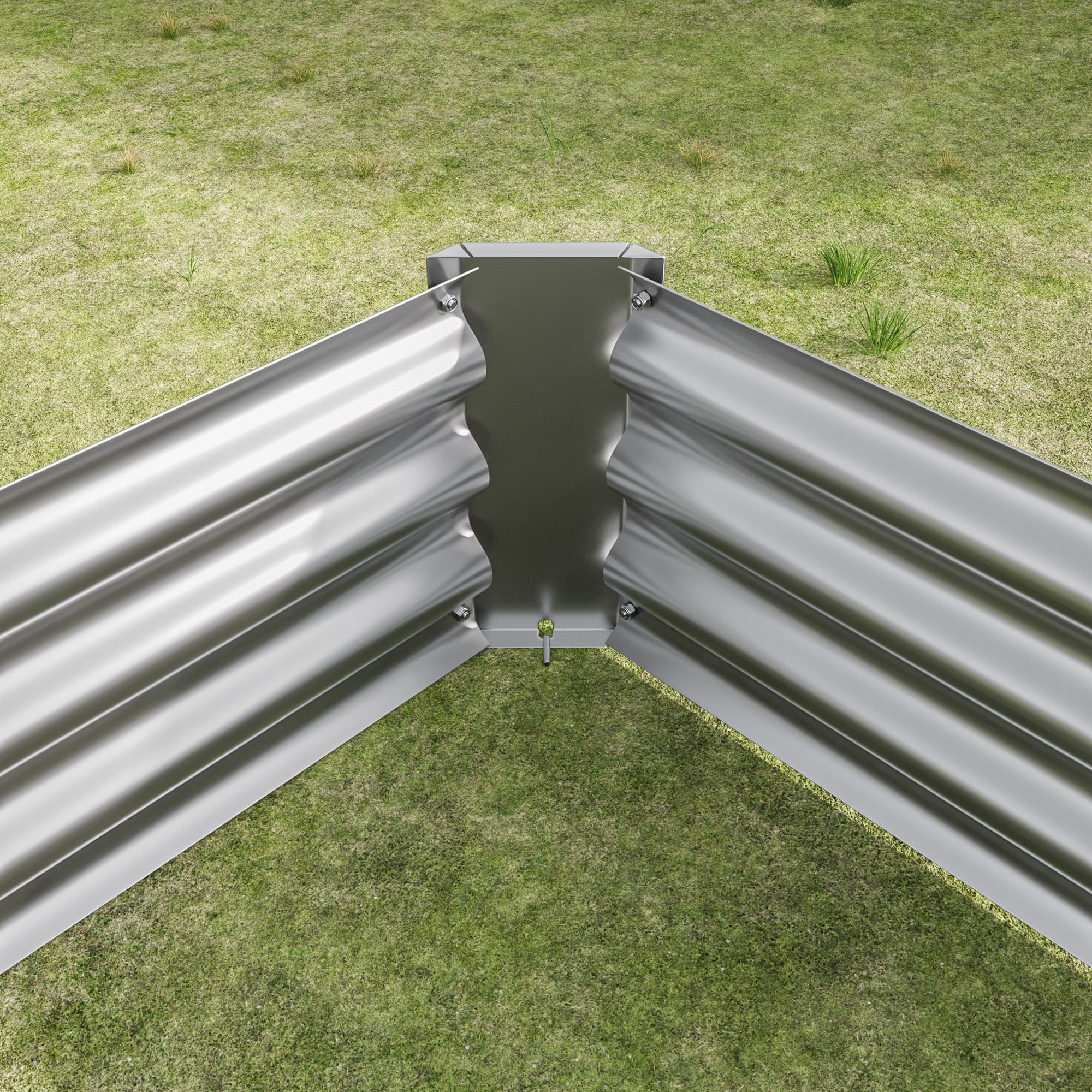 Bac de plantation fabriqué en tôle d'acier robuste conception stable, antirouille et durable, base non incluse, 232x113.5x30 cm, métal, argent - 9