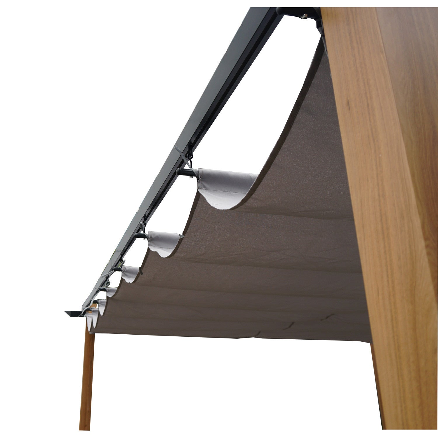 Tonnelle/Pergola en aluminium 3x4m toile coulissante rétractable - bois et gris - HAWAI - Avril Paris - 5