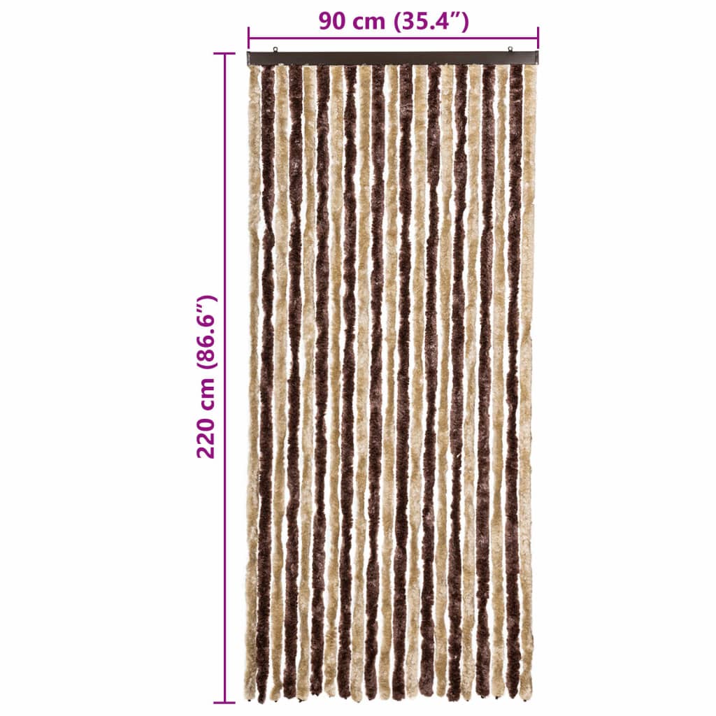 Moustiquaire | Rideau anti-moustique Beige et marron clair 90x220 cm Chenille CFW97295 - 7