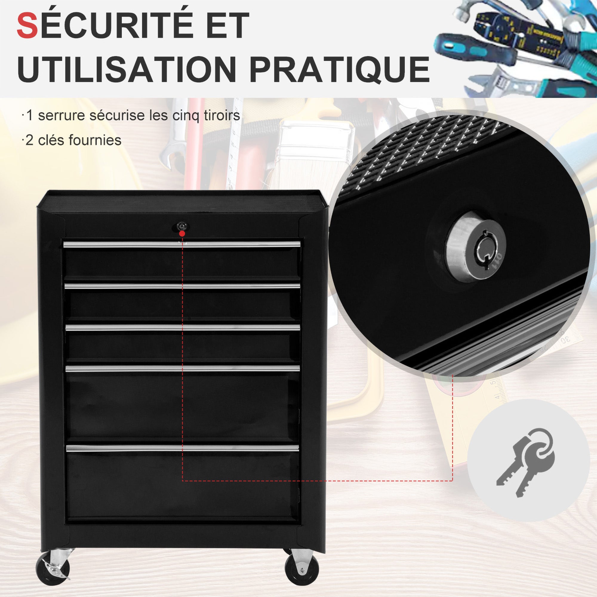 Servante d'Atelier Acier HOMCOM - 4