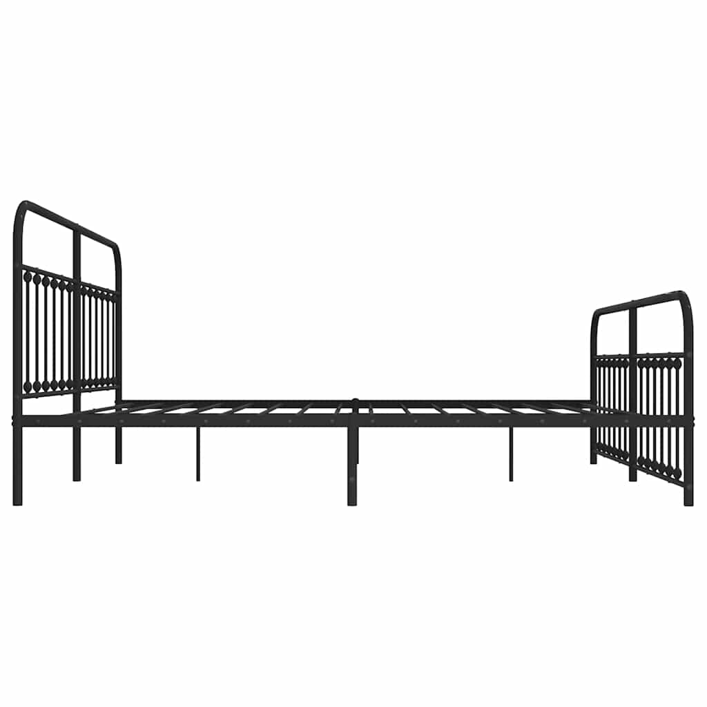Estructura de cama sin colchón con estribo, de metal negro, para dormitorio, 193 × 203 cm - 7