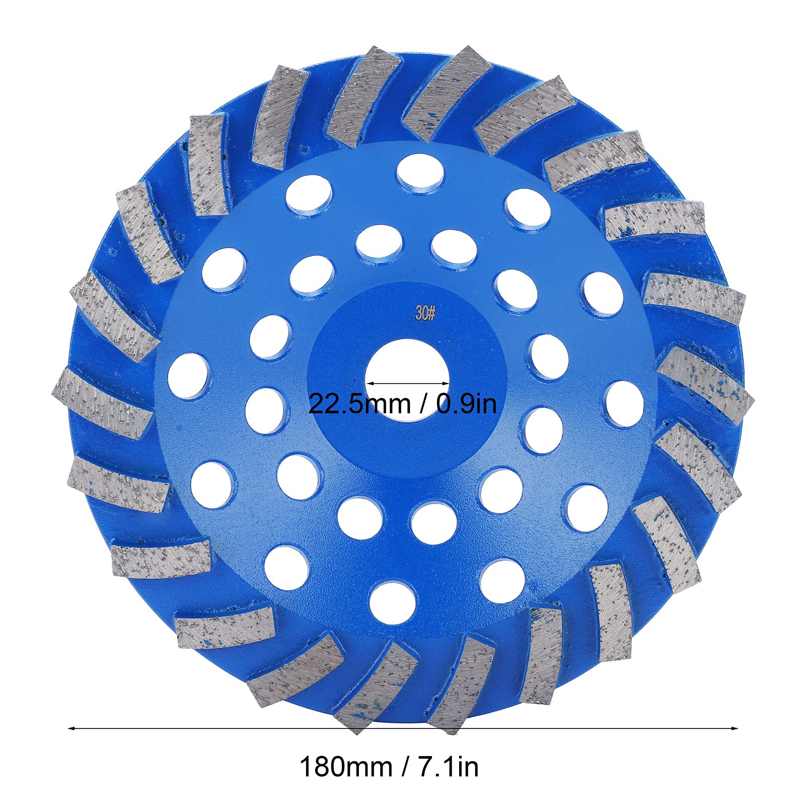 Meule diamantée bleue 24 dents 180 mm 30 mailles pour ponçage du béton, de la pierre, du ciment, applicable aux meuleuses d'angle - 5