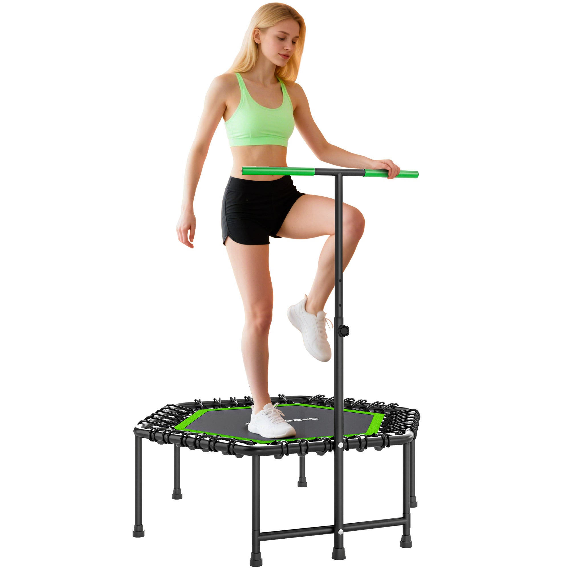 Trampolín De Fitness Gielmiy De 101 Cm Con Manillar Ajustable – Rebote Con Cuerdas Elásticas, Soporta Hasta 150 Kg