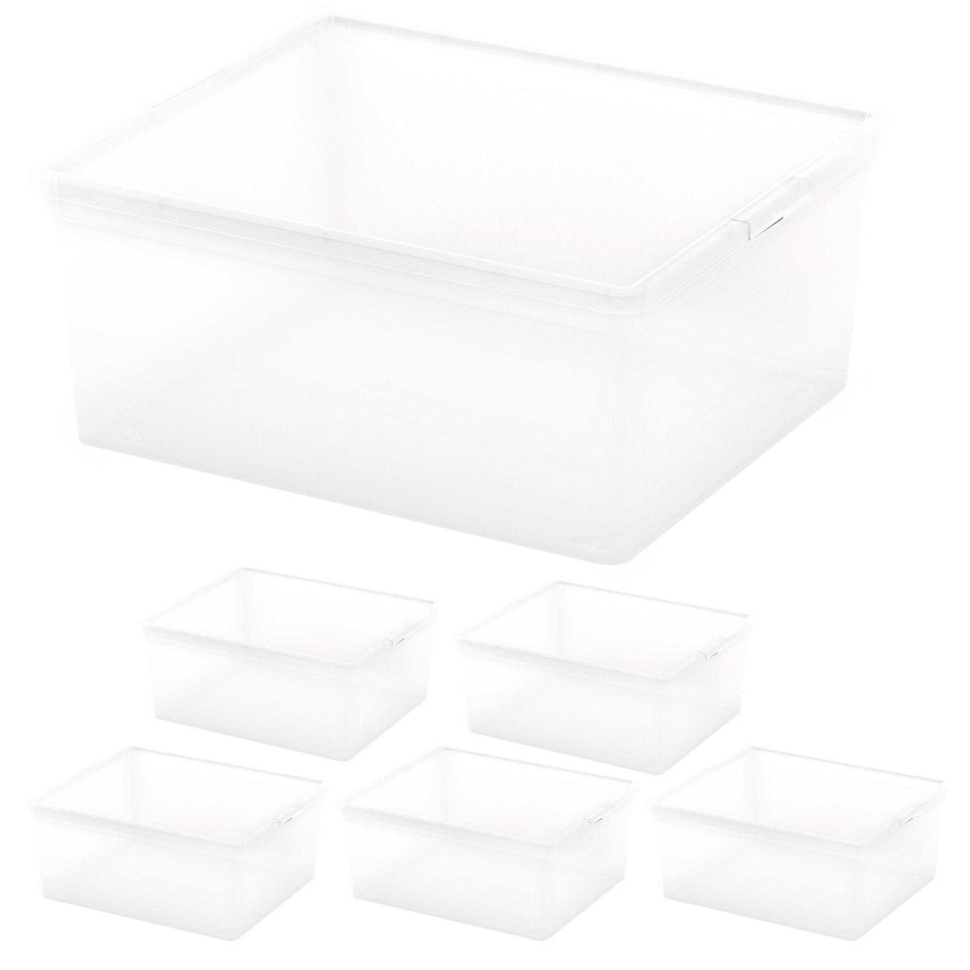 Curver pack 6 cajas de almacenaje con tapa c-box 18l transparente