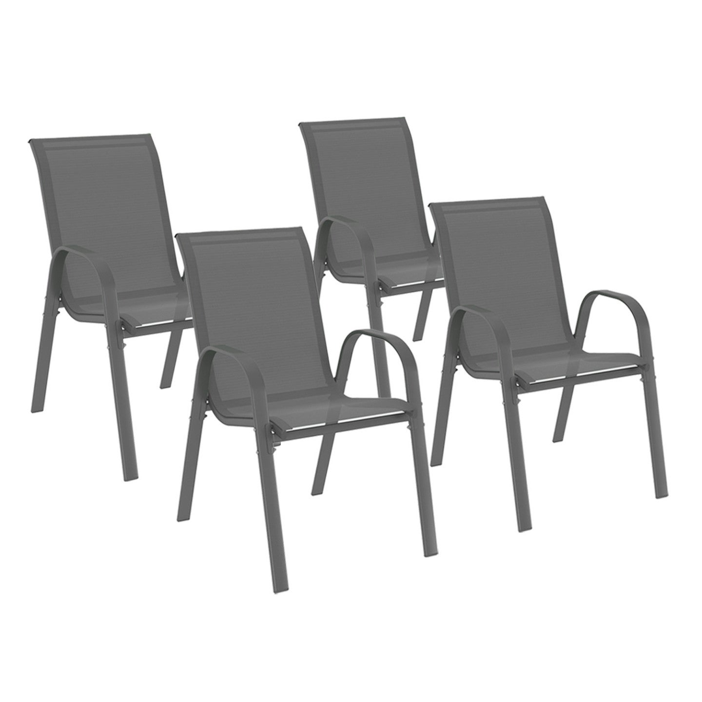 Lot de 4 Chaise de jardin sans coussin LYMA en Textilène Gris - 2
