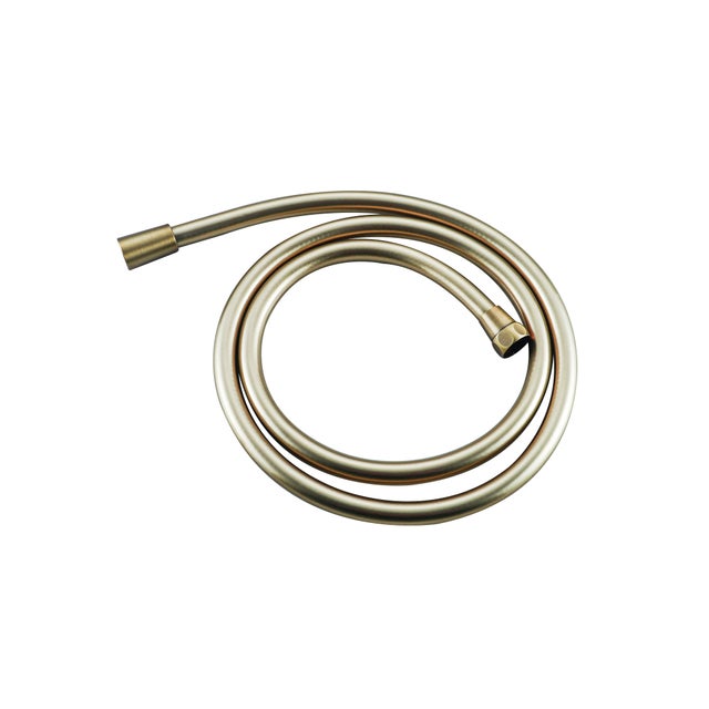 Fortifura Calvi Ensemble de douche avec barre curseur - douchette ronde - flexible lisse - Laiton brossé (doré) - 2