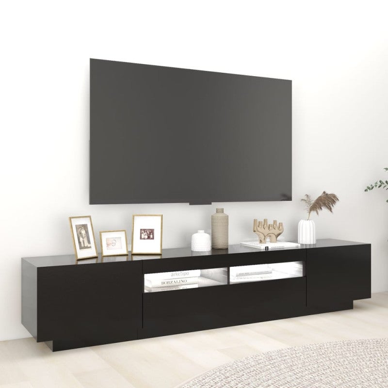 Móvel de TV com luzes LED 200x35x40 cm preto vidaXL - 4