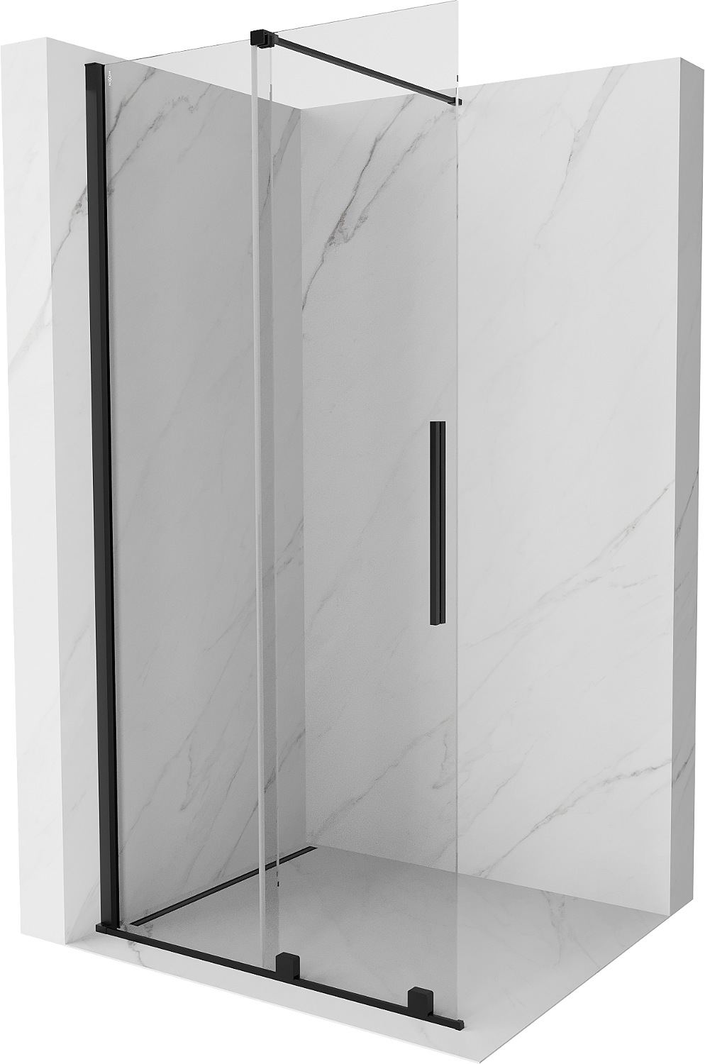 Mexen Velar ścianka prysznicowa rozsuwana Walk-in 75 x 200 cm, transparent 8 mm, czarna - 871-075-000-03-70