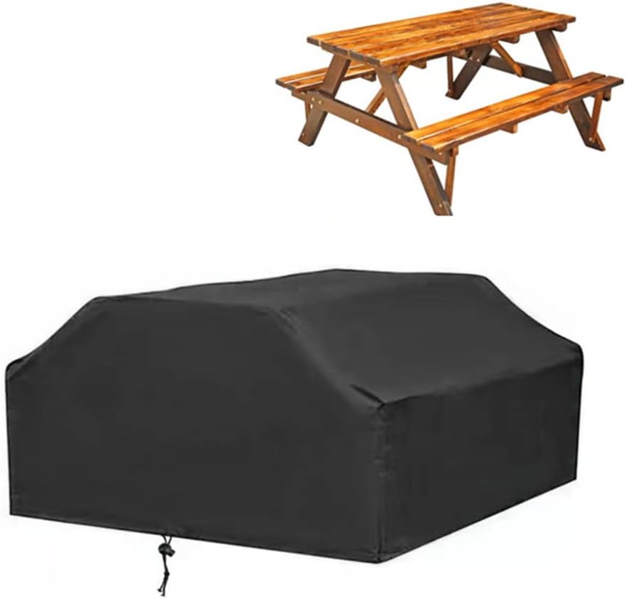 Pokrowce na ławki ogrodowe, prostokątne, do stołów piknikowych i kuchni zewnętrznych, czarne