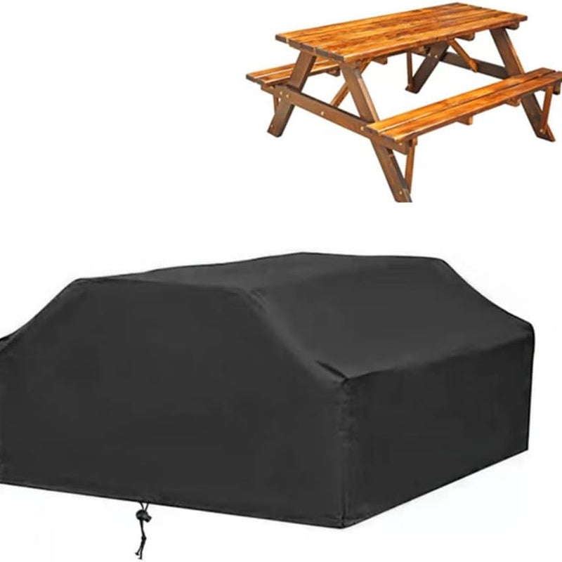 Pokrowce na ławki ogrodowe, prostokątne, do stołów piknikowych i kuchni zewnętrznych, czarne