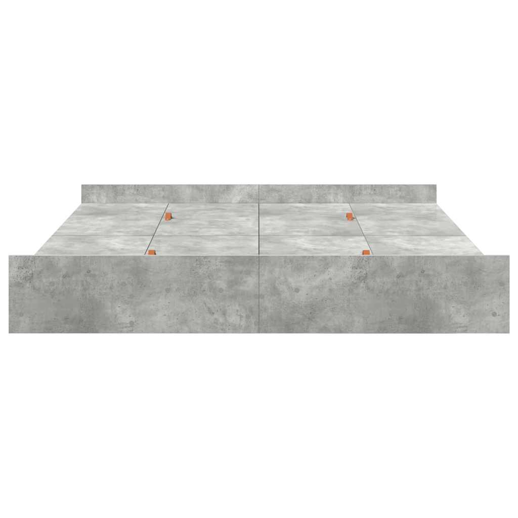 Cadre de lit avec rangement et tiroir gris béton, pour la chambre, 180 × 200 cm - 6
