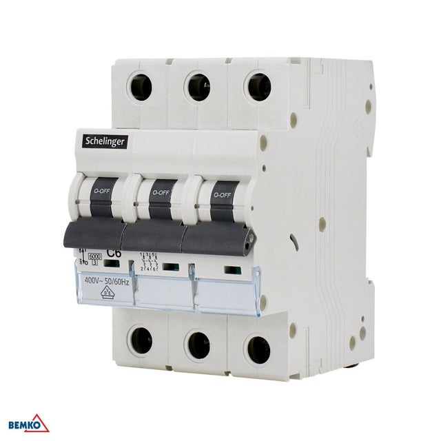 Interruttore 3P B 16A - Protezione contro l'intensità - 6kA - 400V AC - IP20