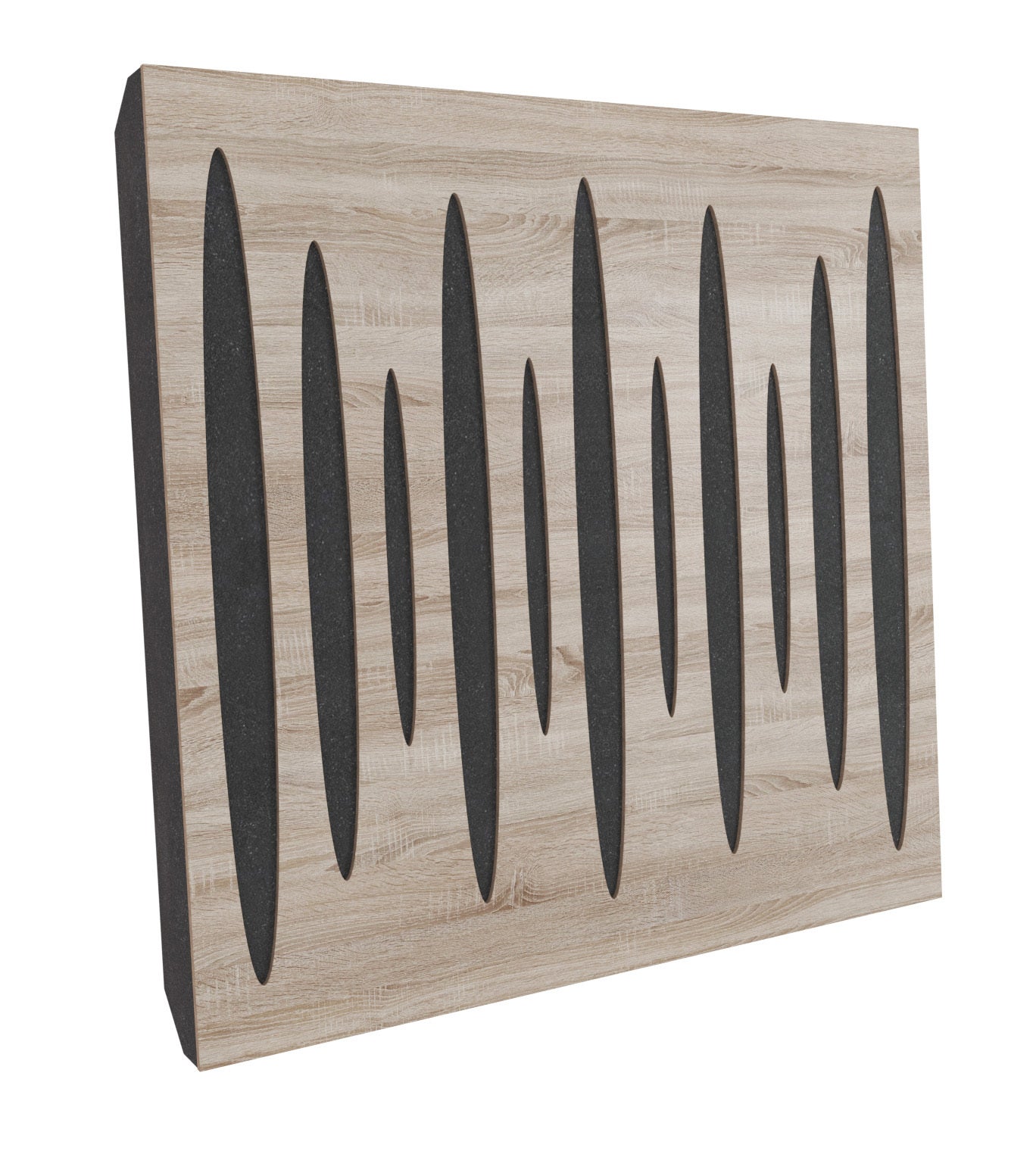 Lot de 4 Panneaux acoustiques insonorisants PULSAR 50x50x5 cm - 1 m² surf.totale - MDF perforé laminé et mousse acoustique - Sonoma - 2