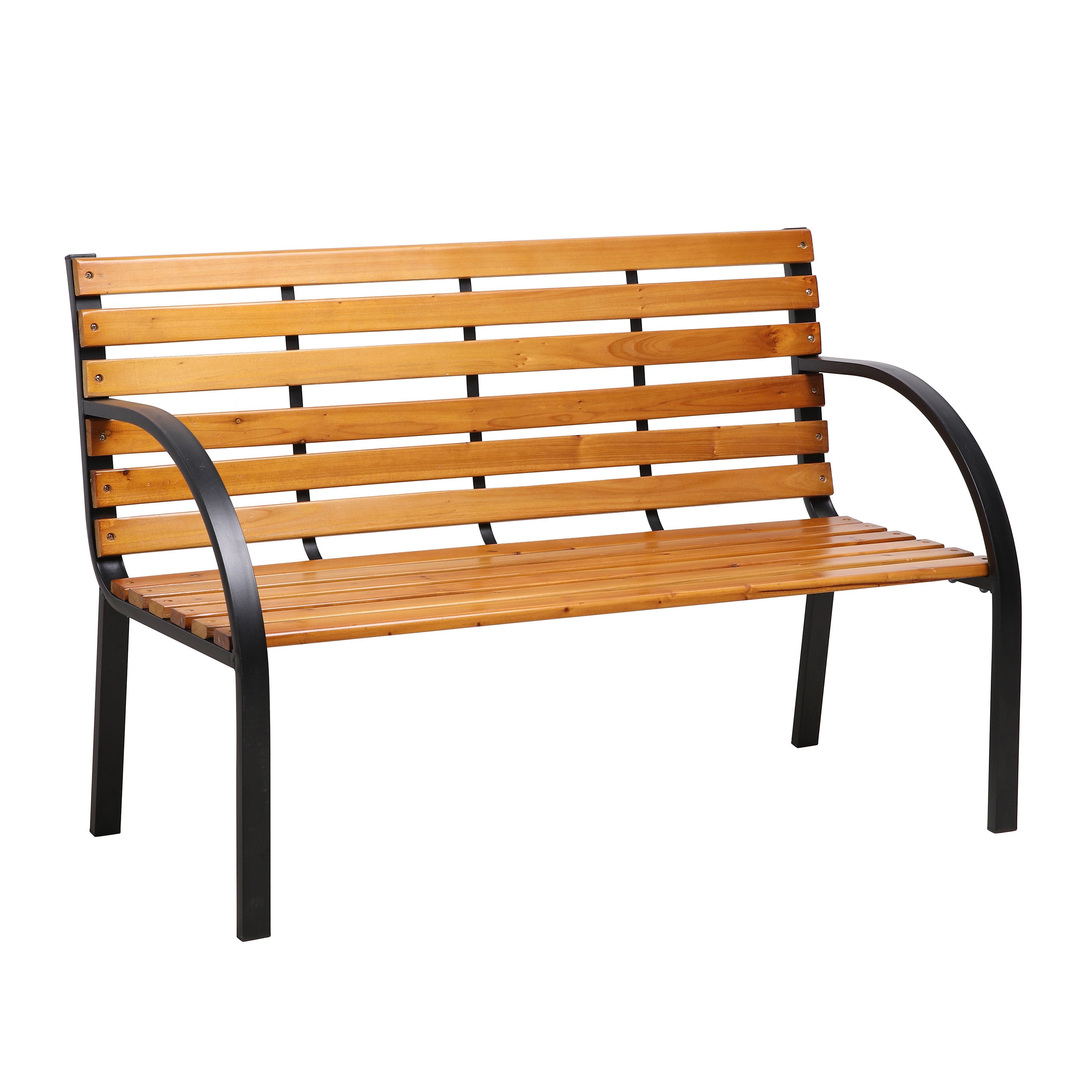 AXI Otis Banc de Jardin Bois - 122x60x83 cm - Structure Acier Noir Mat - Bois de Cèdre - 2 Places - Extérieur ou Intérieur - Banquette Extérieur - 8