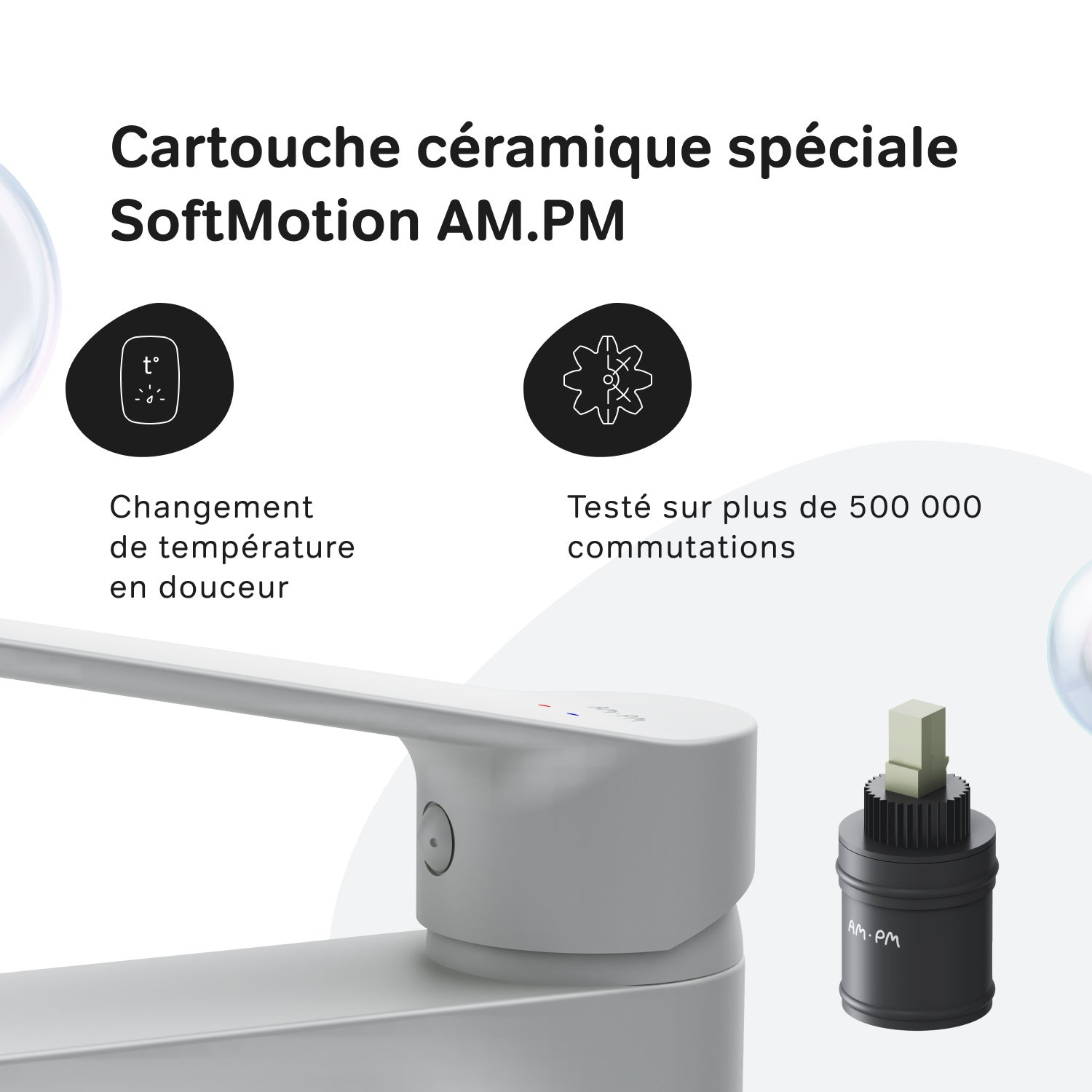Mitigeur de Lavabo, Robinet de Lavabo avec bonde clic clac, Robinet de lave-mains, Blanc, taille S, FTA82233 AM.PM - 4