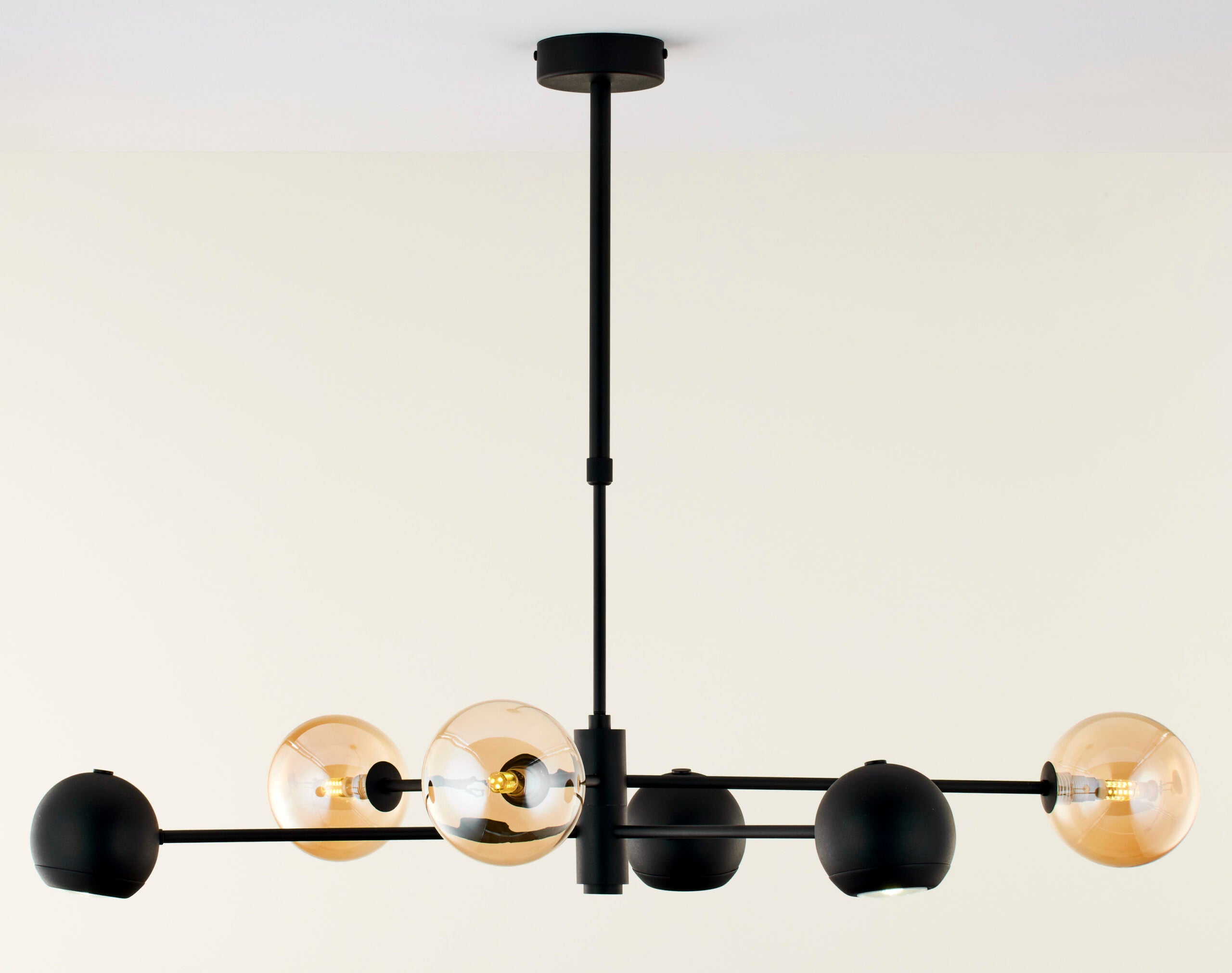 Lampa sufitowa MOKA czarna-bursztynowa 6xG9+GU10x10W metal wym:69x94x65cm IP20 Jupiter
